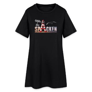 Moin Ihr SPACKEN - Frauen T-Shirt-Kleid - Schwarz - Vorne