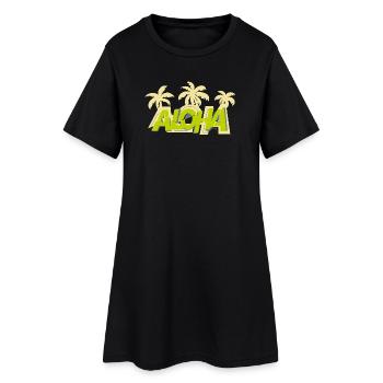 Aloha & Palmen - Frauen T-Shirt-Kleid - Schwarz - Vorne