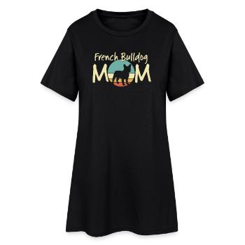 Bouledogue français maman design vintage - Robe T-shirt Femme - noir - Devant