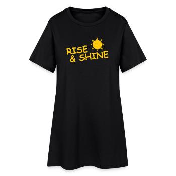 RISE AND SHINE - Frauen T-Shirt-Kleid - Schwarz - Vorne