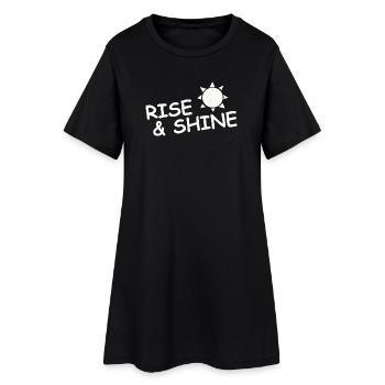 RISE & SHINE - Frauen T-Shirt-Kleid - Schwarz - Vorne