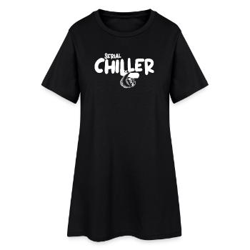 Süßes Lazy Vibes Tee – Geschenk Idee Serialchiller - Frauen T-Shirt-Kleid - Schwarz - Vorne