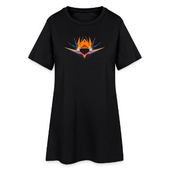 Motif abstrait de fleur d’oiseau de paradis symétrique - Robe T-shirt Femme - noir - Devant