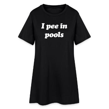 Poolside Pee Joke Tee - Frauen T-Shirt-Kleid - Schwarz - Vorne