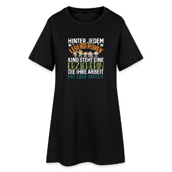 Eine Erzieherin, die ihre Arbeit mit Liebe macht - Frauen T-Shirt-Kleid - Schwarz - Vorne