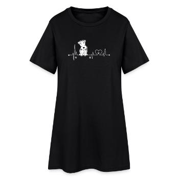 T-shirt de battement de coeur Airedale Terrier - Robe T-shirt Femme - noir - Devant