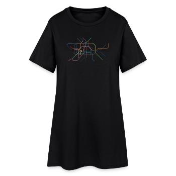 Dessin au trait de section minutine abstraite - Robe T-shirt Femme - noir - Devant
