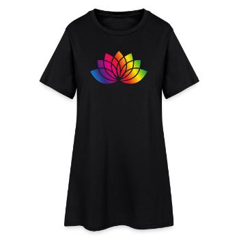 colorée fleurs stylisées symbole - Robe T-shirt Femme - noir - Devant
