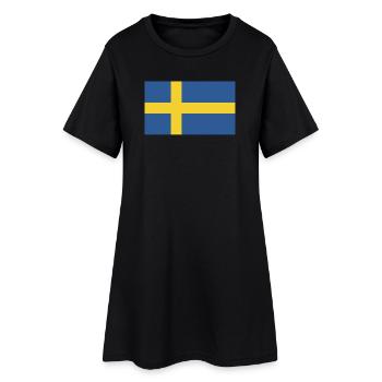 Schweden Flagge - Frauen T-Shirt-Kleid - Schwarz - Vorne