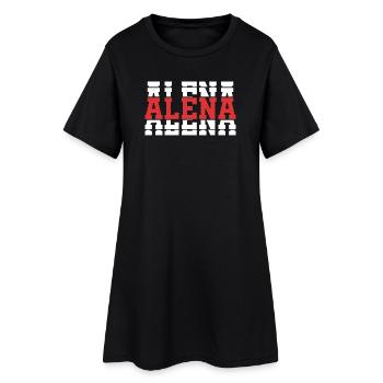 Alena T-Shirt mit gestapeltem Text, Geschenkidee, T-Shirt - Frauen T-Shirt-Kleid - Schwarz - Vorne