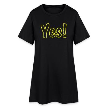 Yes Yellow - Frauen T-Shirt-Kleid - Schwarz - Vorne