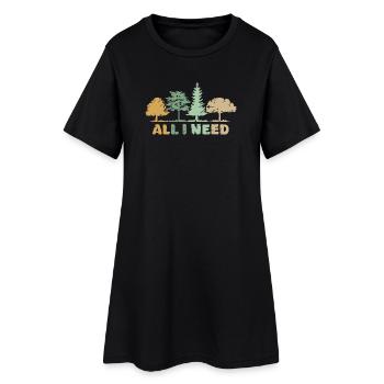 retro Wald Baum Symbol all i need Natur Outdoor - Frauen T-Shirt-Kleid - Schwarz - Vorne