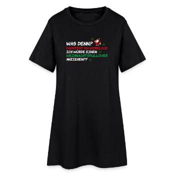 Weihnachtspullover Weihnachtsmann Weihnachten - Frauen T-Shirt-Kleid - Schwarz - Vorne