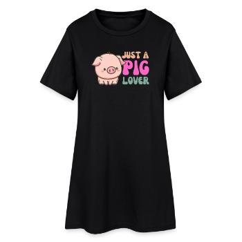 Mignon cochon amoureux illustration pour la mode - Robe T-shirt Femme - noir - Devant