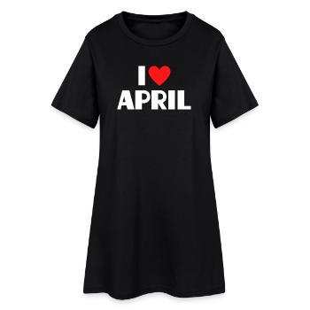 I Love April Red Heart Retro Statement - Women’s T-Shirt Dress - black - Front