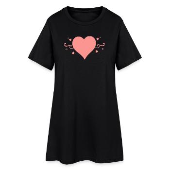 Valentines Pink Heart, Valentine's Day - Women’s T-Shirt Dress - black - Front