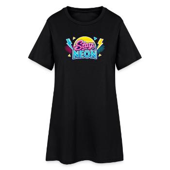 Stay Neon Retro Burst - Frauen T-Shirt-Kleid - Schwarz - Vorne