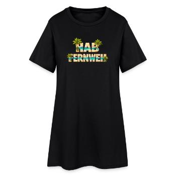 Hab Fernweh – Strand, Insel und Palmen - Frauen T-Shirt-Kleid - Schwarz - Vorne