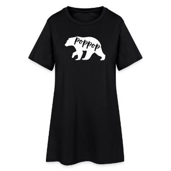 Poppop-Bär - Frauen T-Shirt-Kleid - Schwarz - Vorne