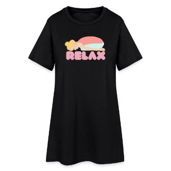 Pastell-Schlaf-Entspannungs-Illustration - Frauen T-Shirt-Kleid - Schwarz - Vorne