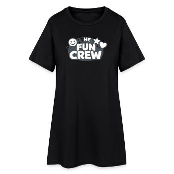 The Fun Crew Bold Typography - Frauen T-Shirt-Kleid - Schwarz - Vorne