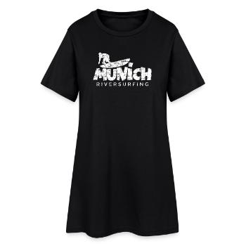 Munich Riversurfing München Surfer (Vintage Weiß) - Frauen T-Shirt-Kleid - Schwarz - Vorne