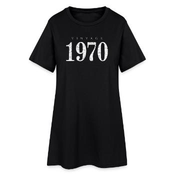 Vintage 1970 (Antique White) Cadeau d’anniversaire - Robe T-shirt Femme - noir - Devant