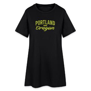 Portland Oregon Vintage Script - Frauen T-Shirt-Kleid - Schwarz - Vorne