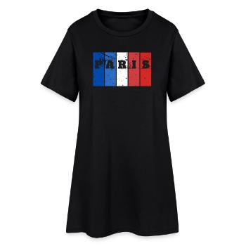 Paris Stripes Splash - Frauen T-Shirt-Kleid - Schwarz - Vorne