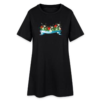 prairie printanière colorée avec des fleurs et des insectes - Robe T-shirt Femme - noir - Devant
