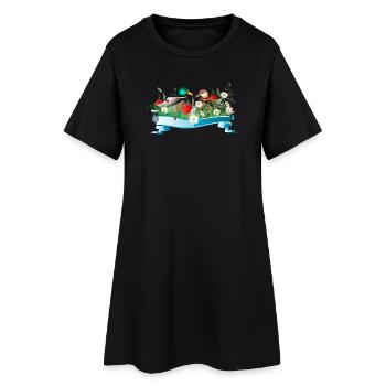 Couple de canards dans le lac avec une rive printanière - Robe T-shirt Femme - noir - Devant