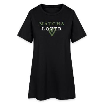 Amoureux du Matcha Cœur Vert - Robe T-shirt Femme - noir - Devant