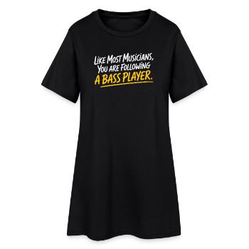 Bassiste Following A Bass Band, Bassspieler - Robe T-shirt Femme - noir - Devant