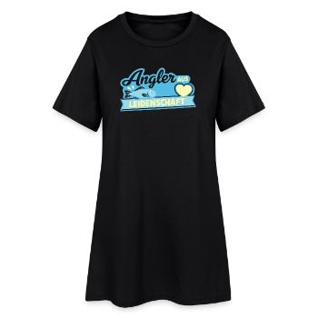 Angler Leidenschaft Fischsee - Frauen T-Shirt-Kleid - Schwarz - Vorne