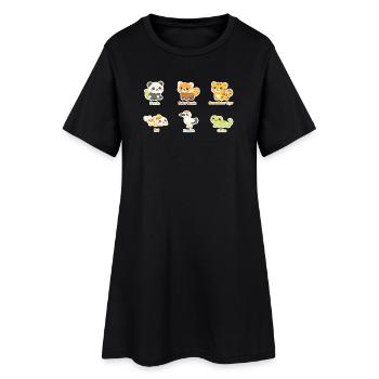 Kuscheltier-Tierfreunde Stickerset - Frauen T-Shirt-Kleid - Schwarz - Vorne