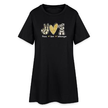 Peace Love Schnauzer Positive Dog Lover - Women’s T-Shirt Dress - black - Front
