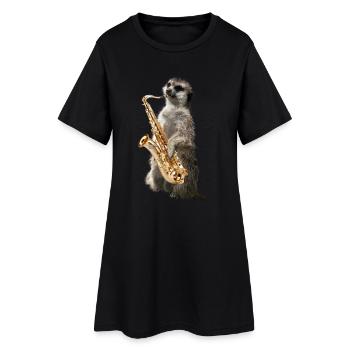 Erdmaennchensax - Frauen T-Shirt-Kleid - Schwarz - Vorne
