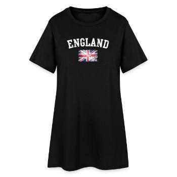Icône anglaise — drapeau britannique vieilli - Robe T-shirt Femme - noir - Devant