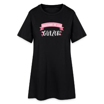 Katze Haustier Katzenhaar Glitzer Geschenk - Frauen T-Shirt-Kleid - Schwarz - Vorne