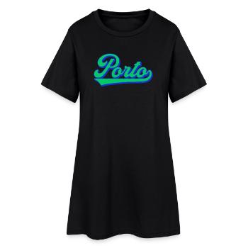 Porto Neon Script Rétro - Robe T-shirt Femme - noir - Devant