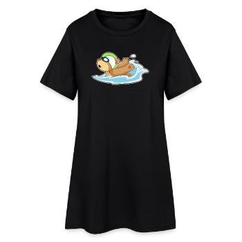 Bear Swimming Goggles Summer - Women’s T-Shirt Dress - black - Front