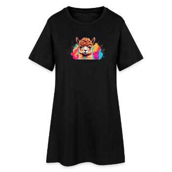 Explosion de couleur de lama - Robe T-shirt Femme - noir - Devant