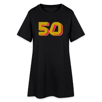 50. 50 ANS. 50e ANNIVERSAIRE. ANNIVERSAIRE 50 ANS. - Robe T-shirt Femme - noir - Devant