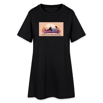 Ich bin nicht faul ich bin im Energiesparmodus - Frauen T-Shirt-Kleid - Schwarz - Vorne