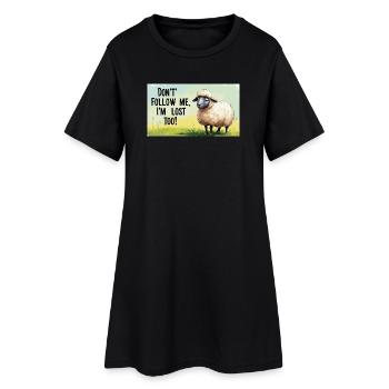 Moutons « Ne me suis pas – moi aussi je suis perdu ! » - Robe T-shirt Femme - noir - Devant