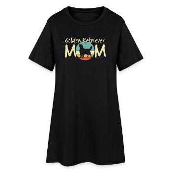 Golden Retriever Mutter Illustration - Frauen T-Shirt-Kleid - Schwarz - Vorne