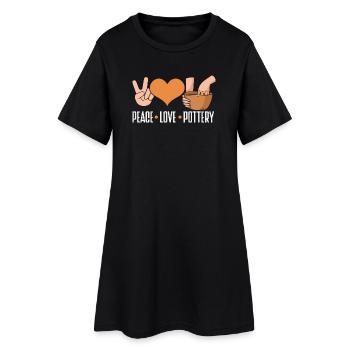 Peace Love Ceramic Art Fans - Women’s T-Shirt Dress - black - Front