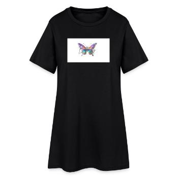 Bunter Schmetterling mit Wasserfarben-Effekt - Frauen T-Shirt-Kleid - Schwarz - Vorne