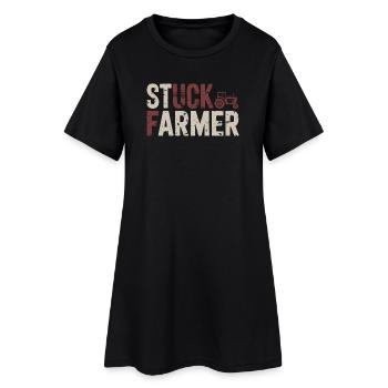 Stuck Farmer Traktor, Vintage Farming Farm Farmer - Frauen T-Shirt-Kleid - Schwarz - Vorne