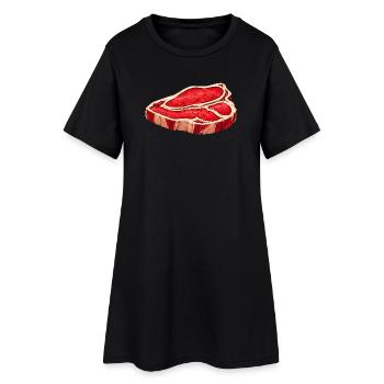 Saftiges Steak Illustration - Frauen T-Shirt-Kleid - Schwarz - Vorne